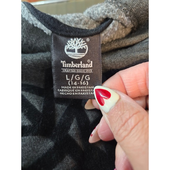 Kids Timberland Gray Tree Logo Hoodie Sweatshirt Size L 14-16 - Picture 4 of 5